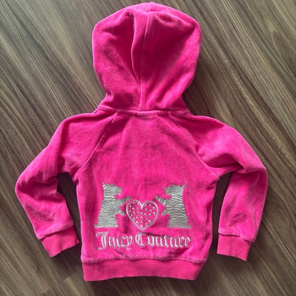 Juicy Couture Little Girls 2T Pink Velour Full-Zip Hoodie - Picture 7 of 9